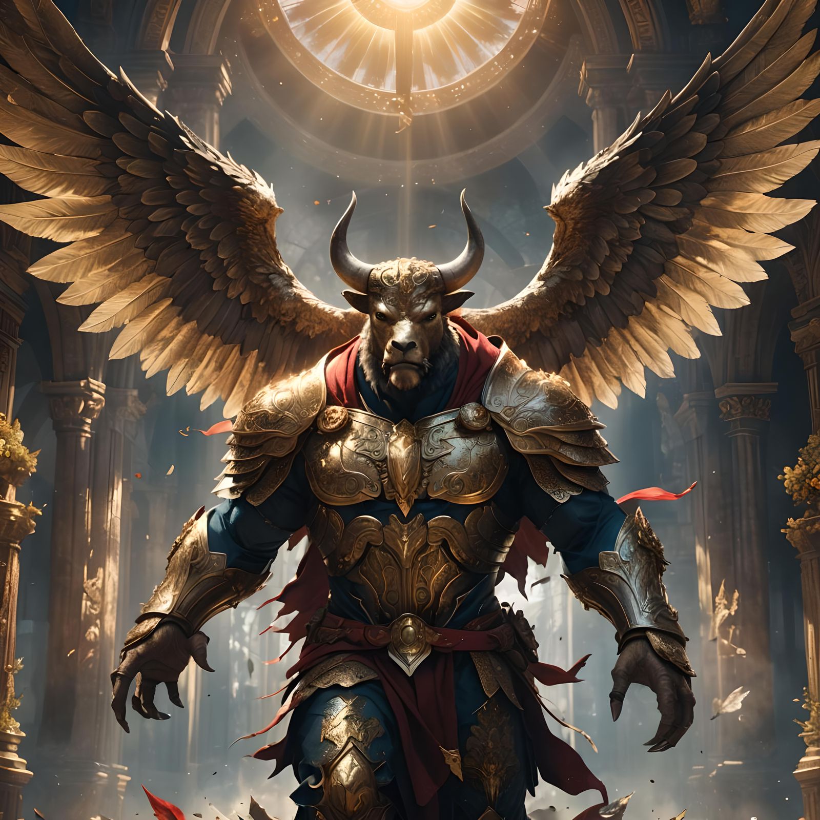 Winged Bull Saint in Divine Light