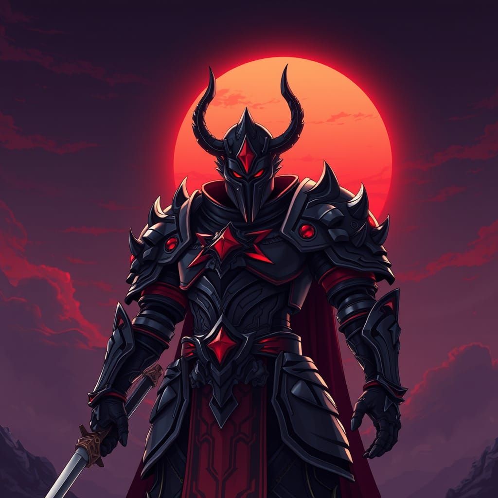 Dark Knight Igris in Epic Anime Sunset