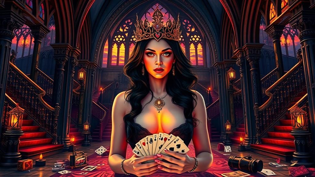 Gothic Temptress Orchestrates Luck as Impasto Painting