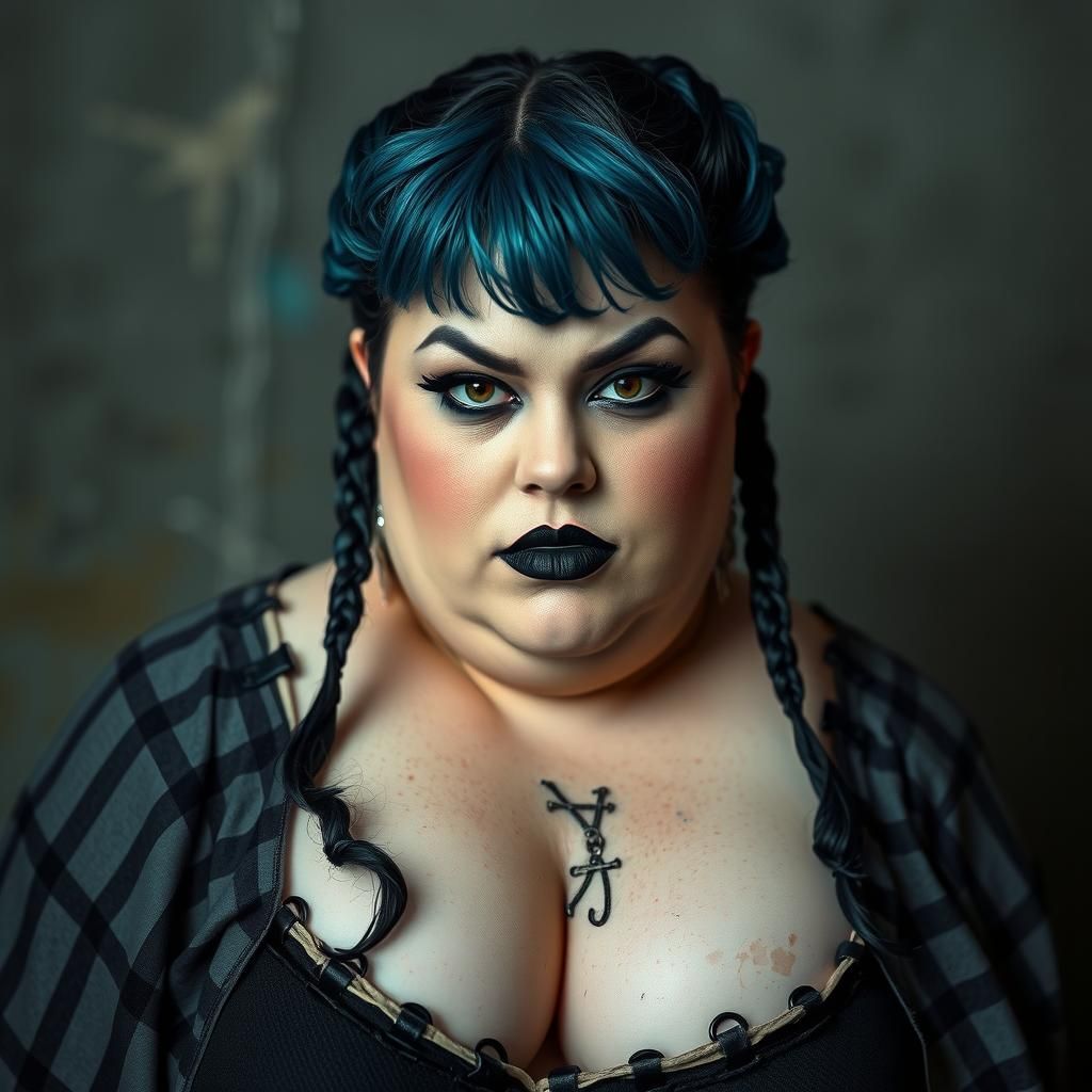 Gothic SSBBW Woman in Dark Prison Attire