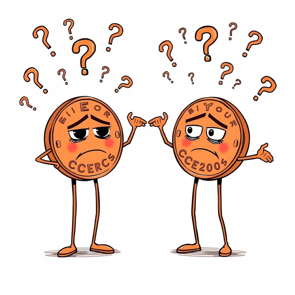 Copper Pennies Ponder Life's Mysteries in Cartoon Form