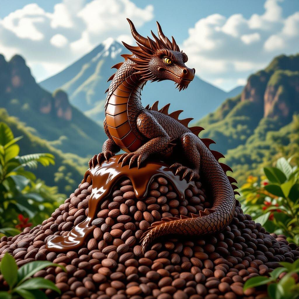 Chocolate Dragon Sculpture on Cocoa Mountain
