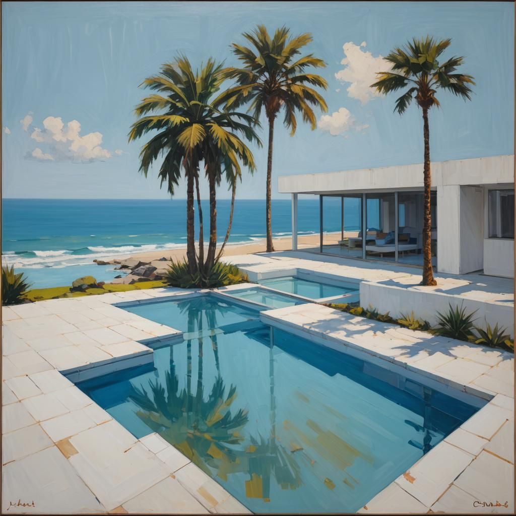 Mondrian Style Beach House with Neon Accents