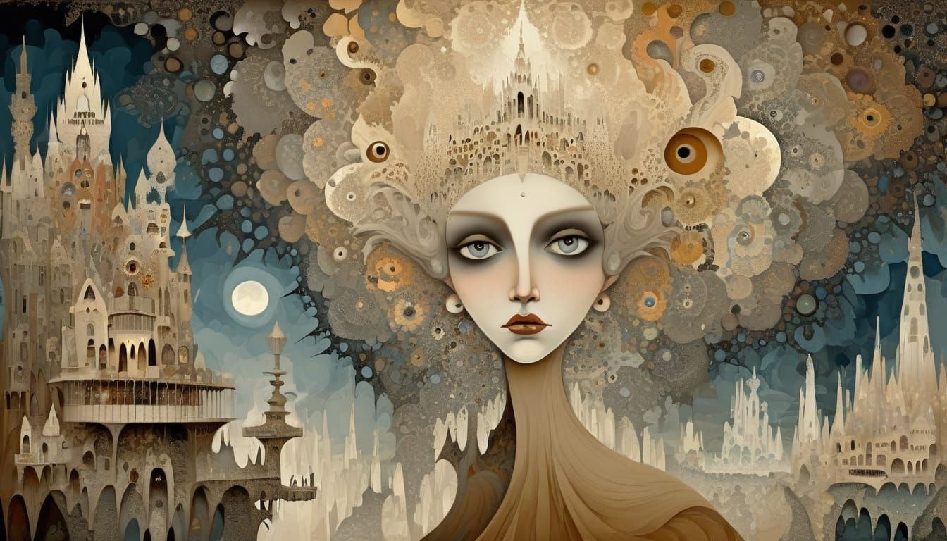 Horror Cityscape in Fractal Expressionism Style