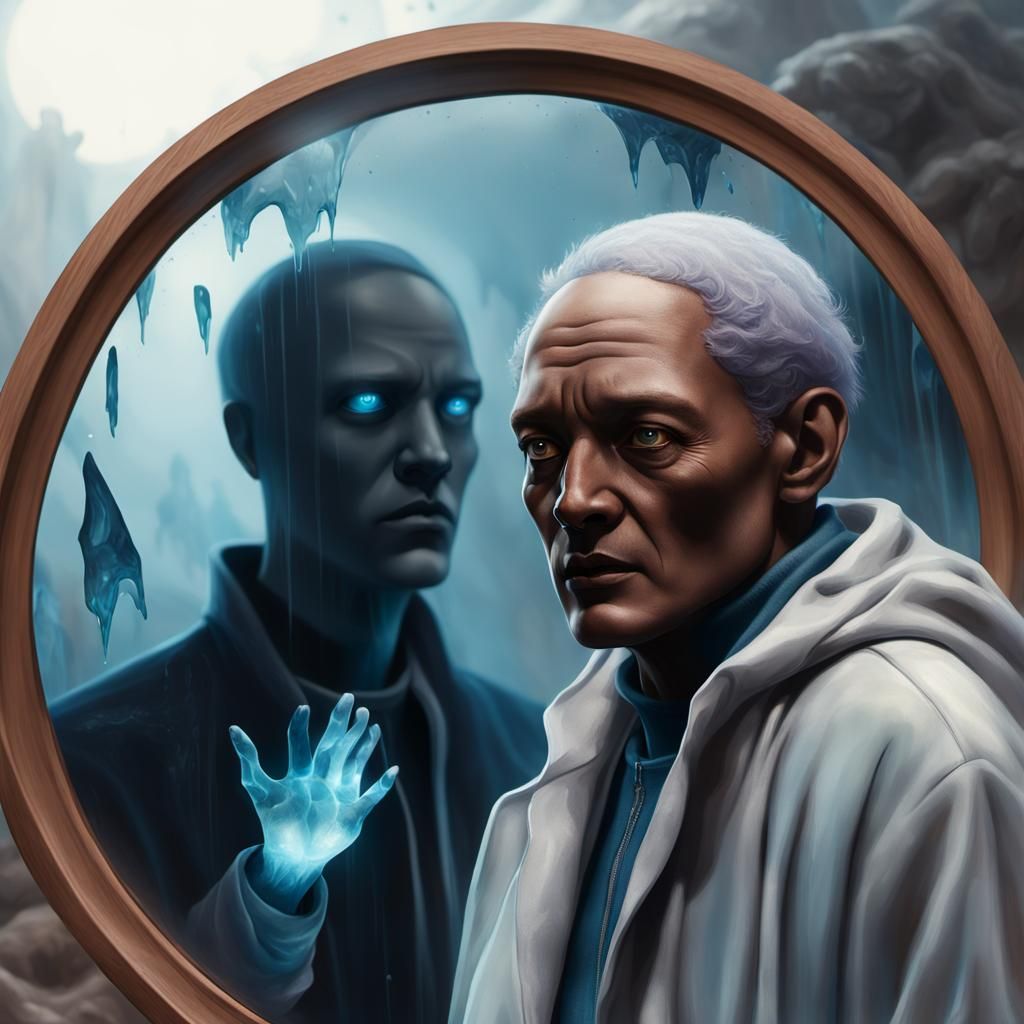 Ghostly Figure with Glowing Hand in Haunting Concept Art