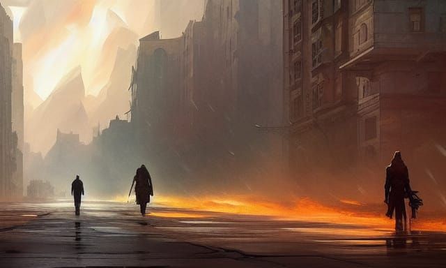 Post-Apocalyptic Concept Art in Academic Nouveau Style