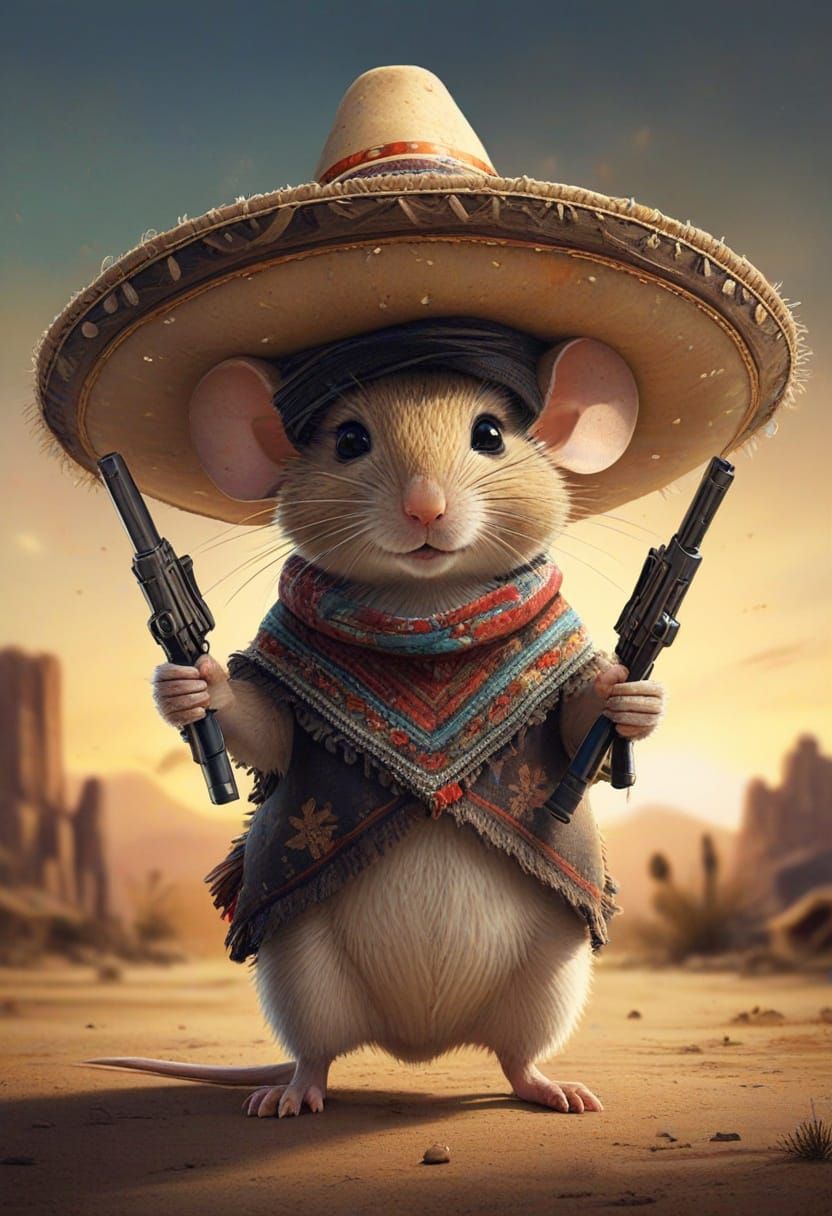 Bandit Mouse in Impressionist Watercolor Style