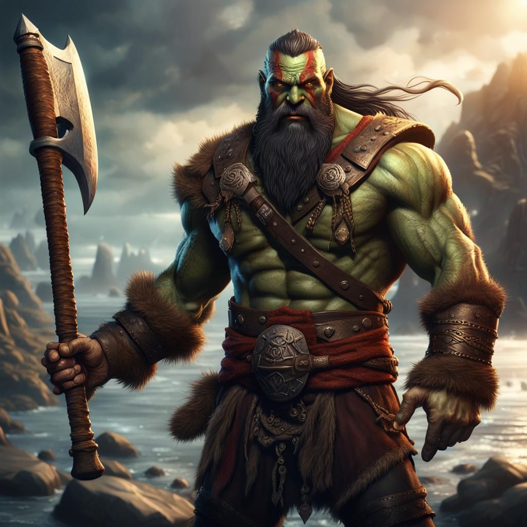 Half-Orc Barbarian Sailor with Wild Magic