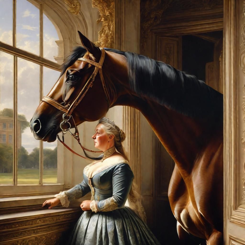 Queen Victoria and Stallion, Rosa Bonheur Style