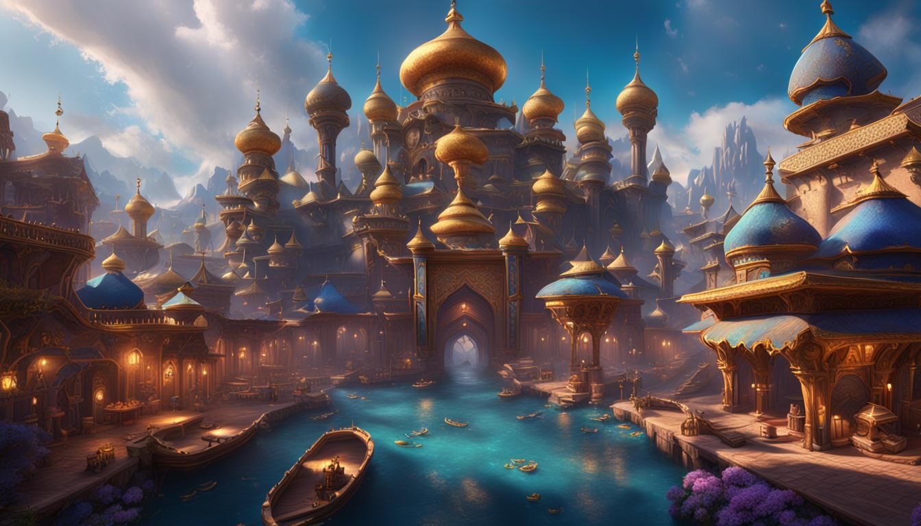 Fair Aladdin in Detailed Matte Painting Style