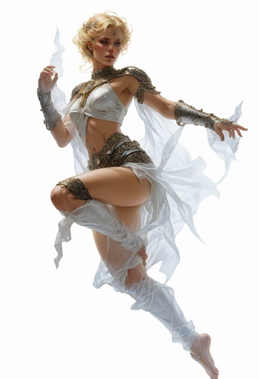 Ethereal Cloud Maiden with White Drapes