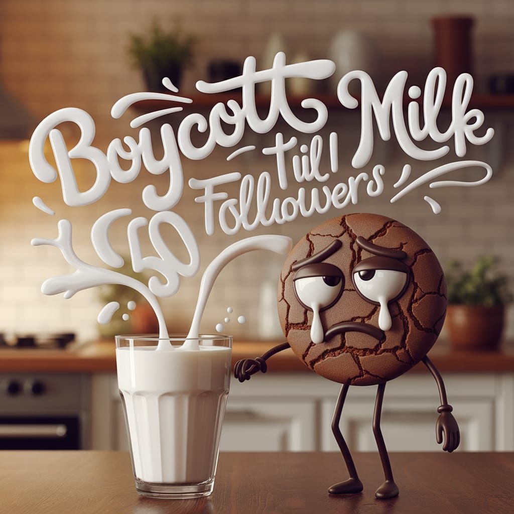 Milk Spells Boycott Message with Sad Cookie