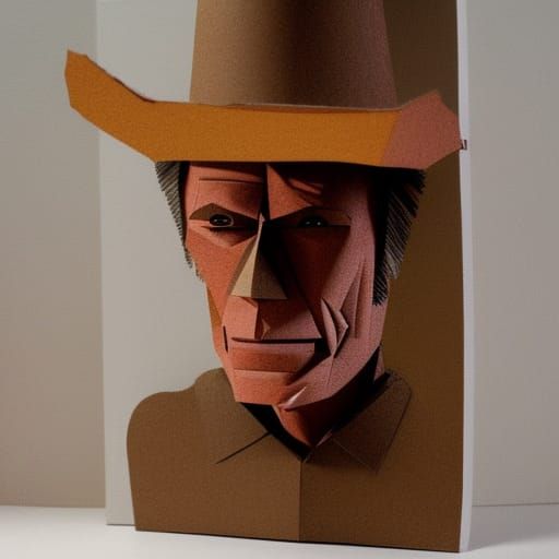 Clint Eastwood Paper Sculpture, Wild West Art