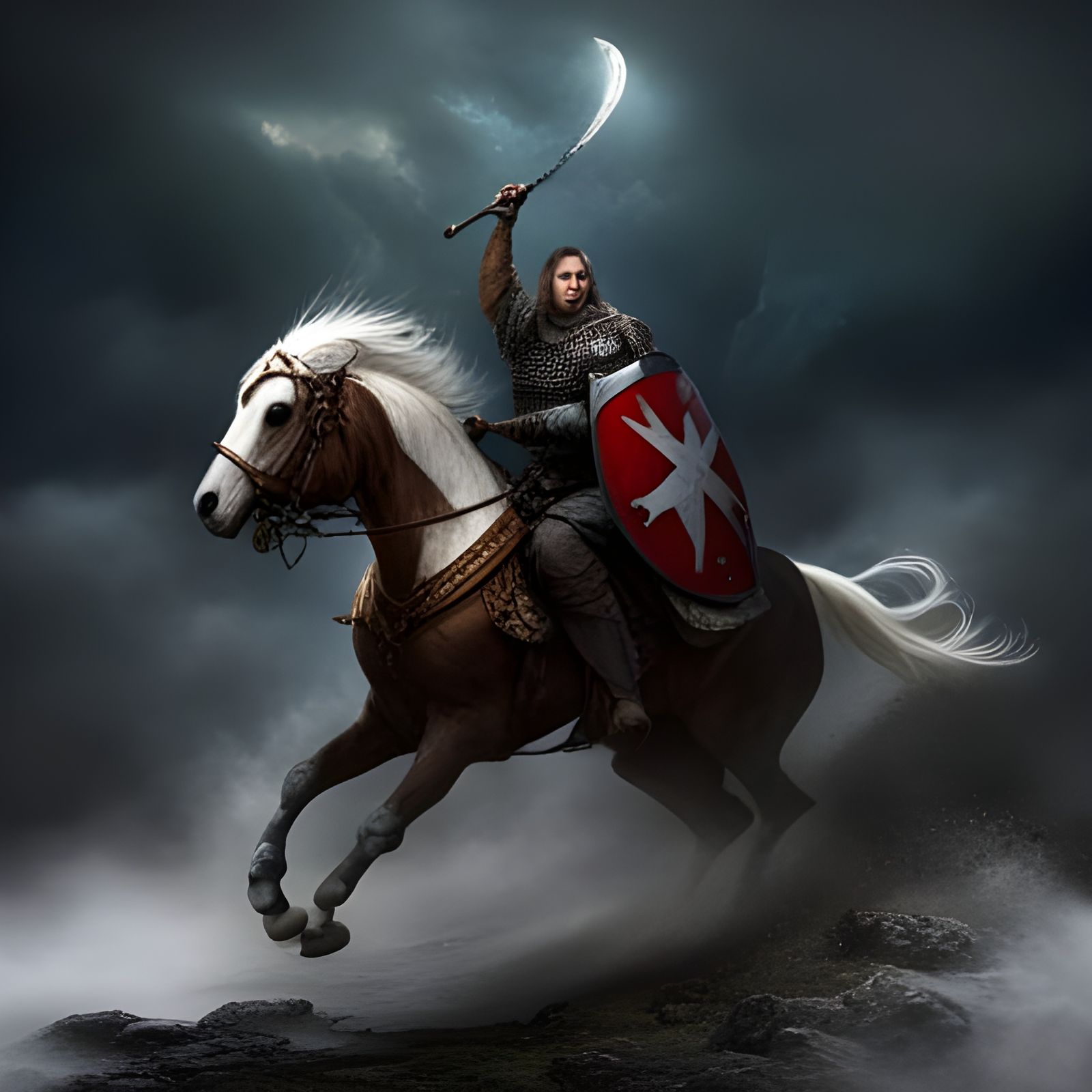 Knight Versus Dragon: Dark Fantasy Art