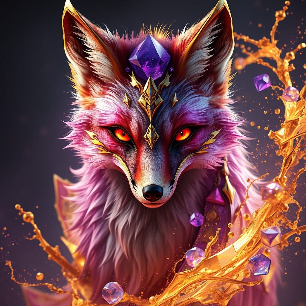 Fantastical Amethyst Fox in 8K Resolution