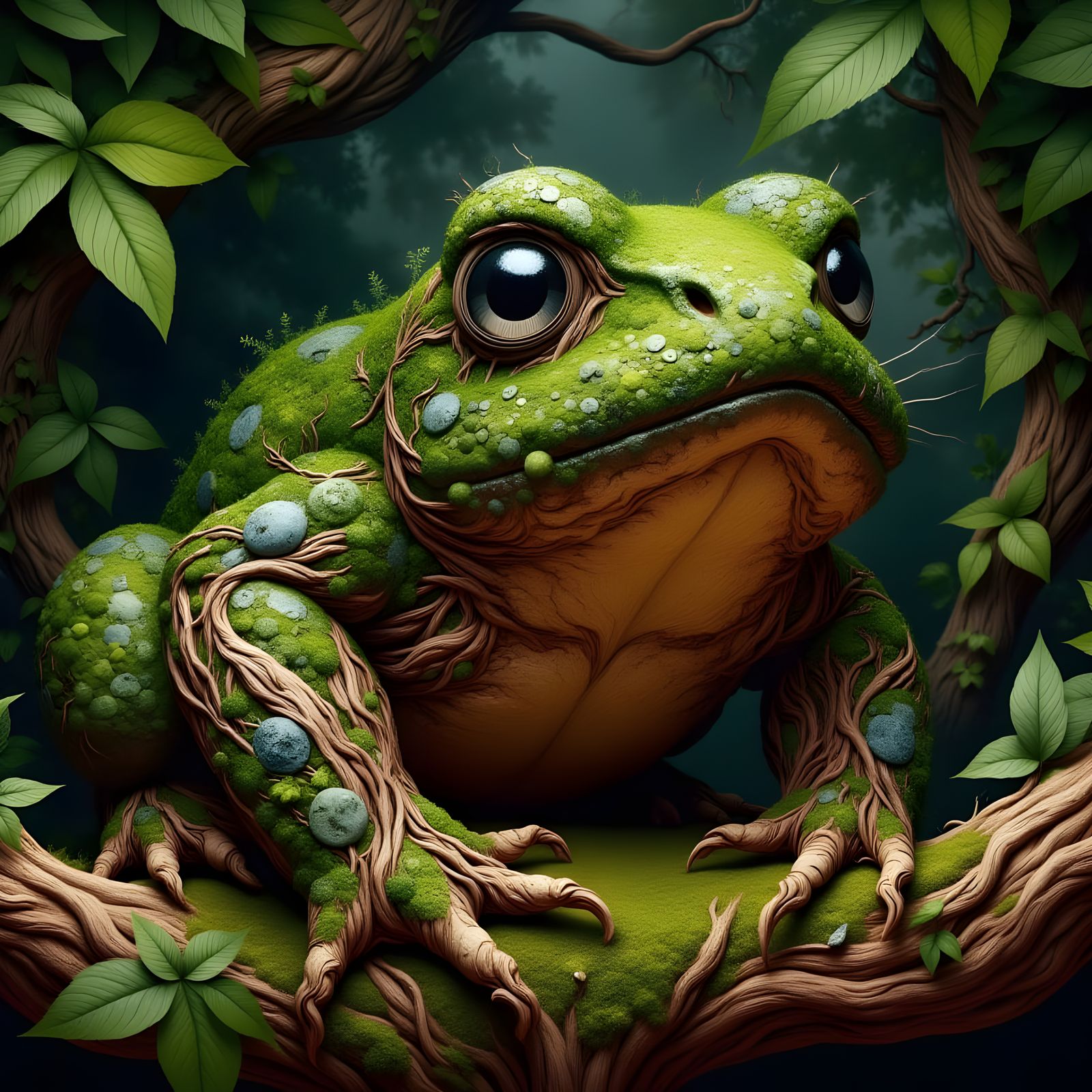 Toad in Camouflage Landscape