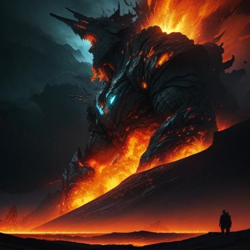 Volcanic Eruption in Hyper-Realistic Digital Landscape