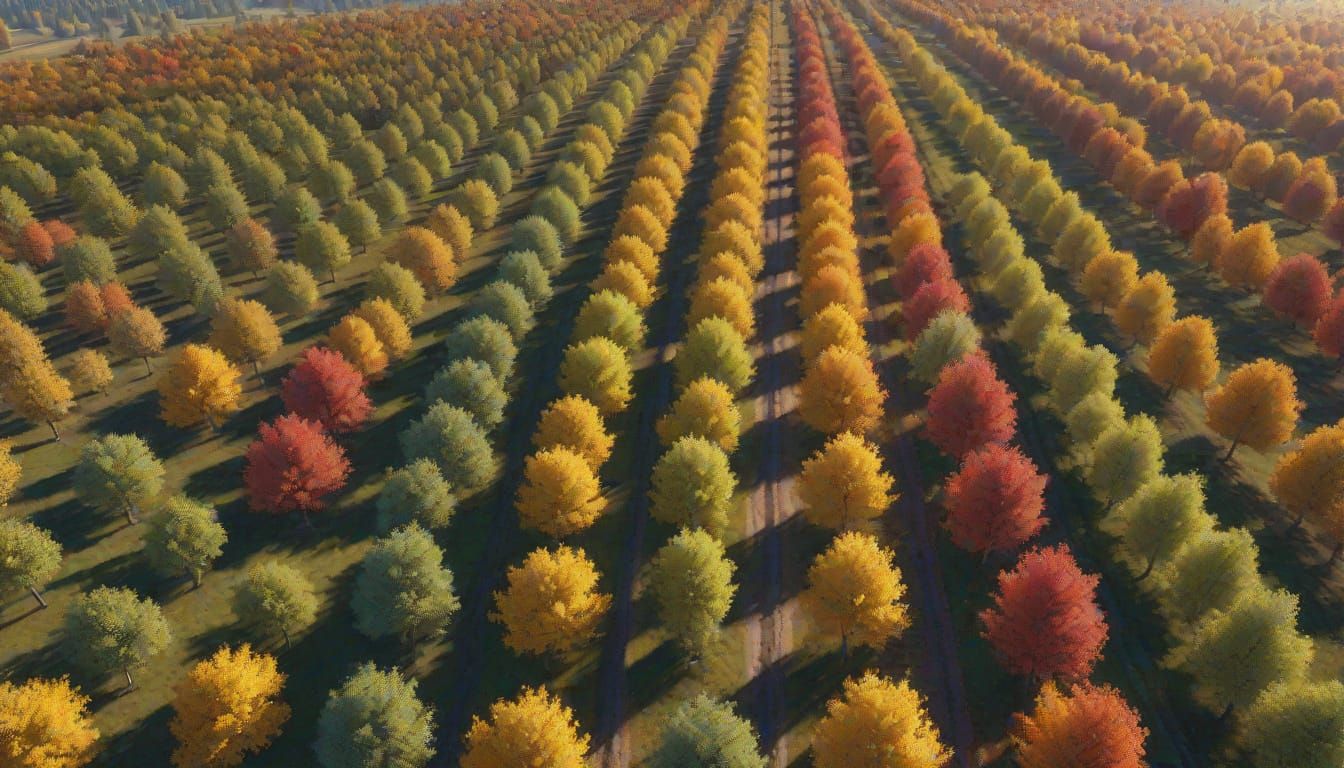Magnificent Apple Orchard in Hyperrealistic Autumn Style