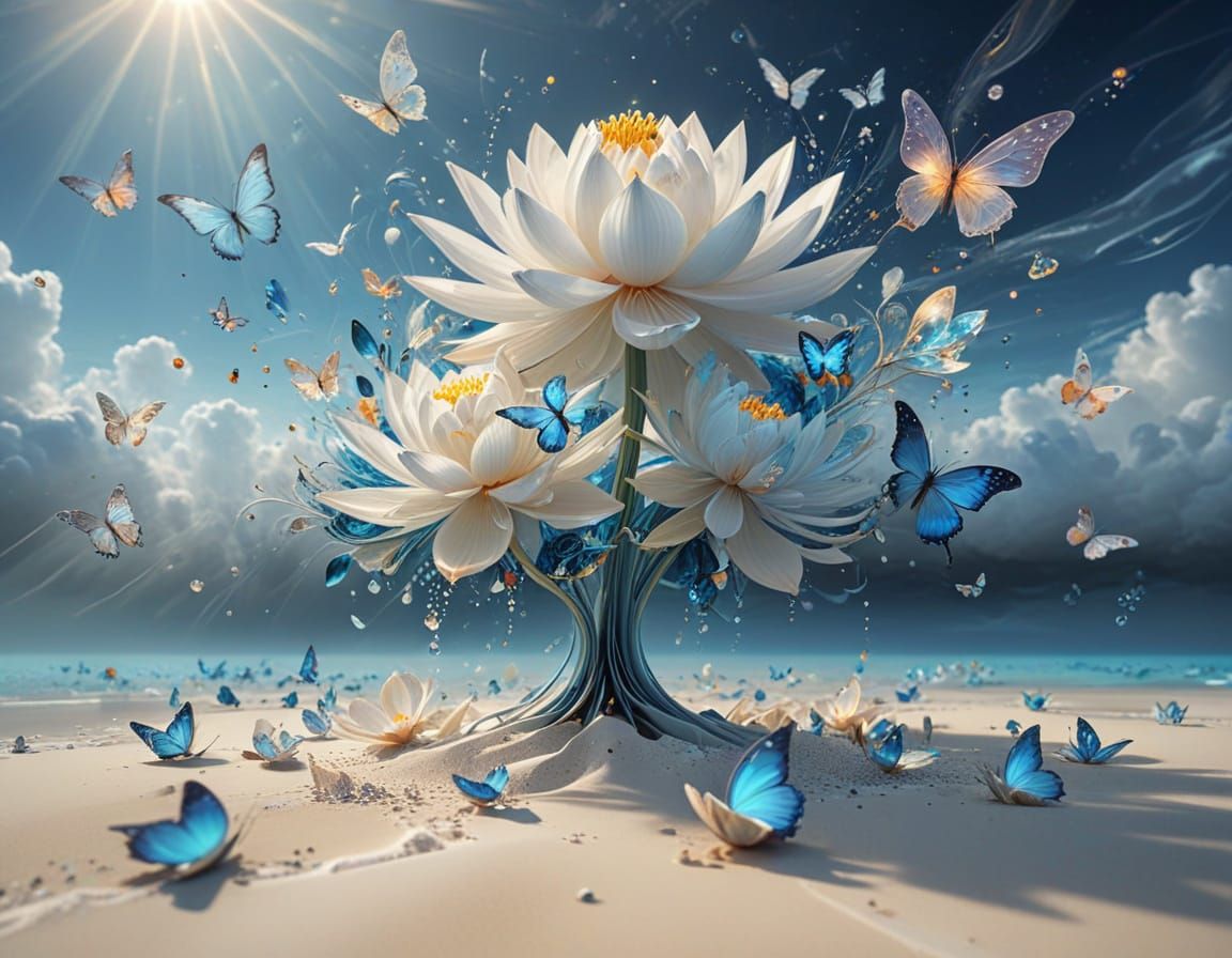 Ethereal Celestial Lotus in Vibrant Oil Painting