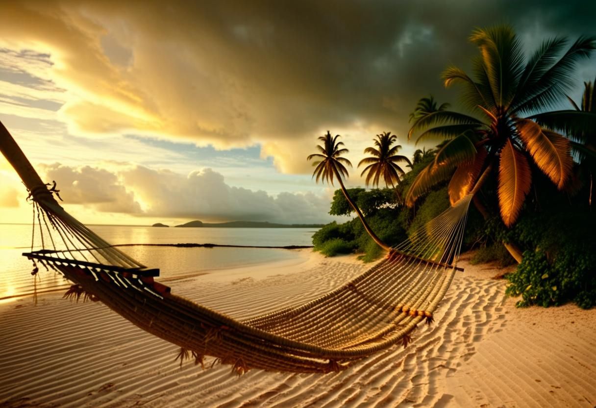 Tropical Beach Paradise at Sunset