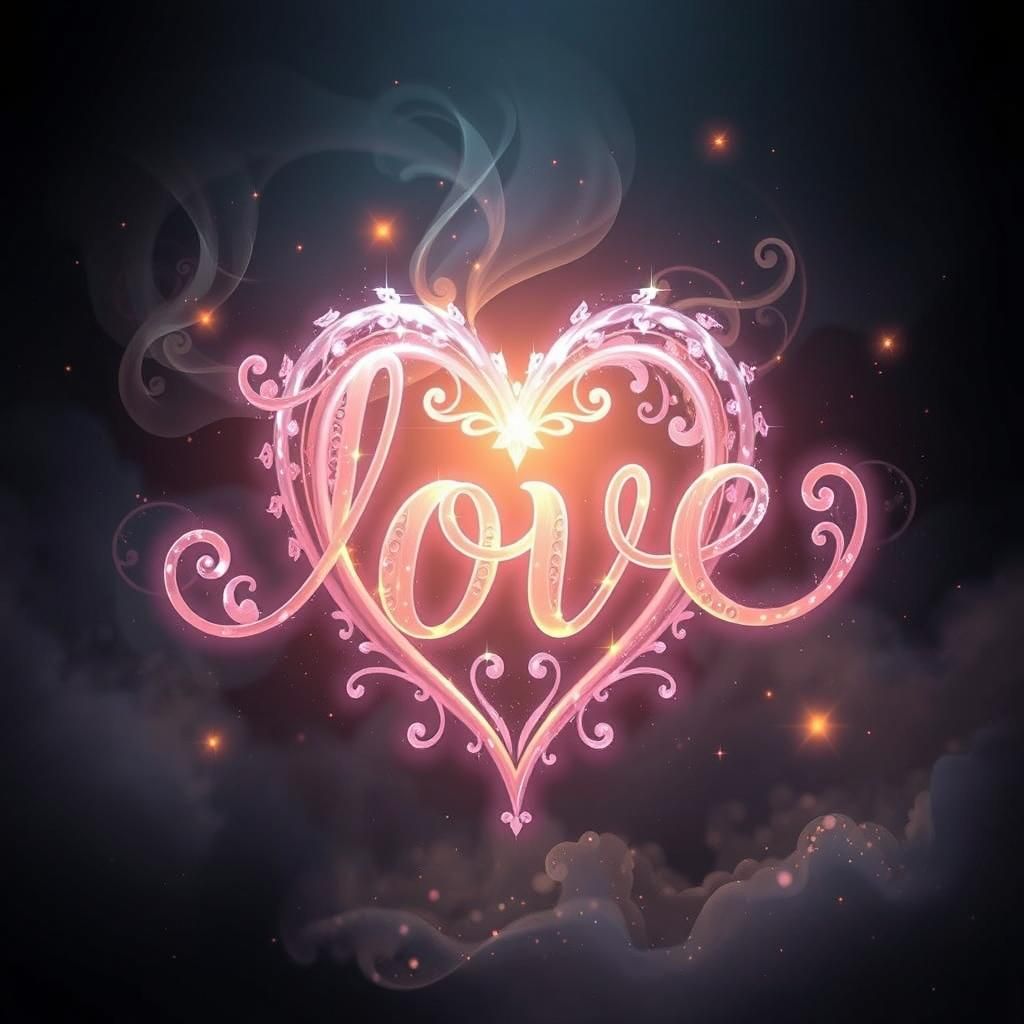 Filigree Heart with Iridescent Mist in Logo Art
