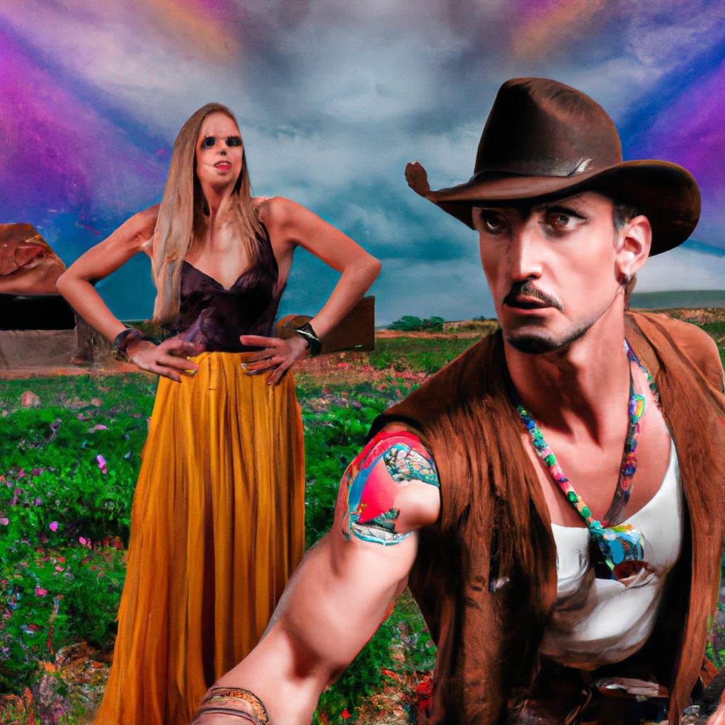 Wild West Gunslinger in Hyperrealistic Splash Art