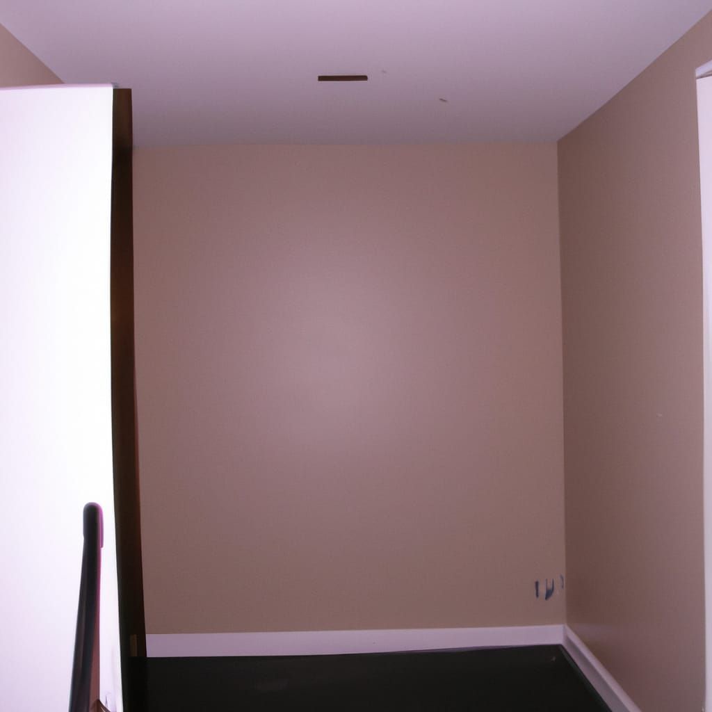 Minimalist Room with Stairs and Dark Doorway
