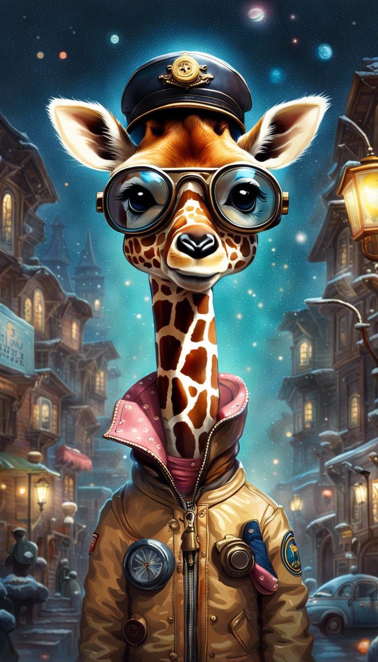 Funny pilot giraffe