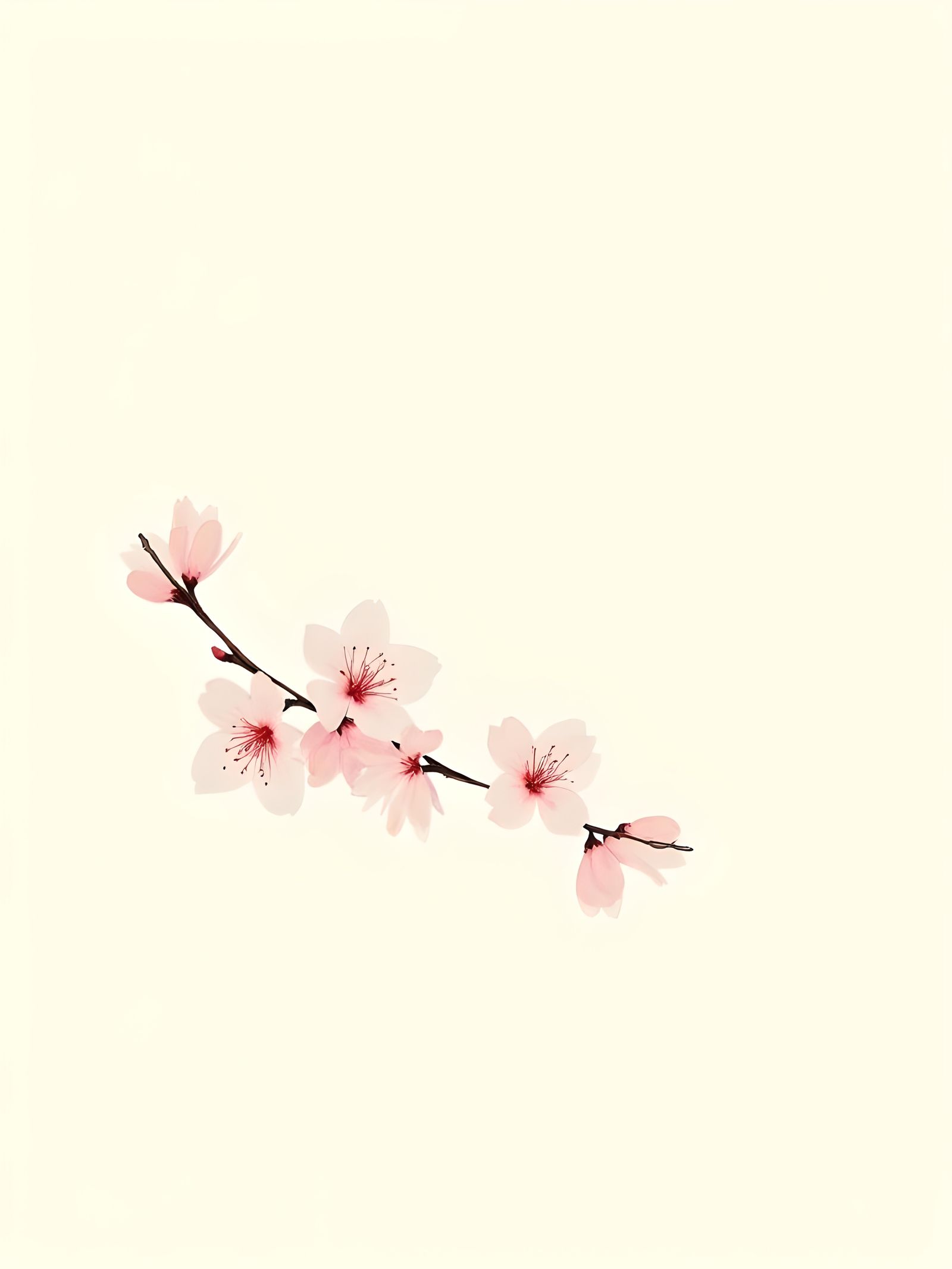 Minimalist Cherry Blossom Watercolor in Chinese Style