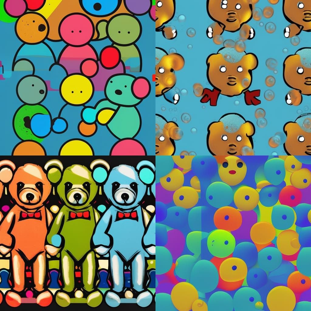 Teddy Bears in Bubbles as Pop Art