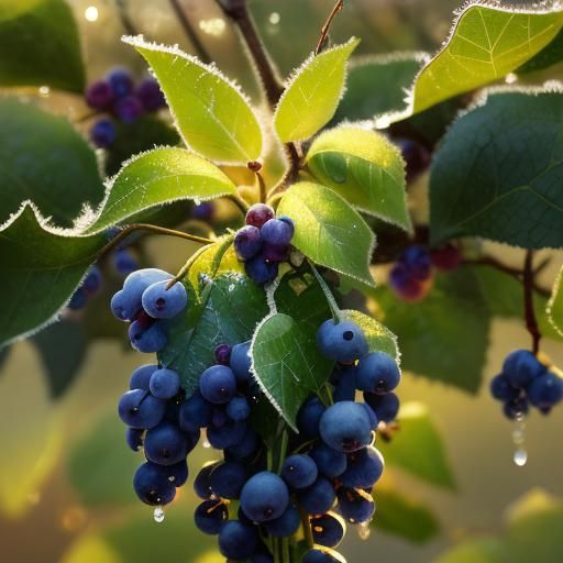 Grapes with Morning Frost in Impressionist Style