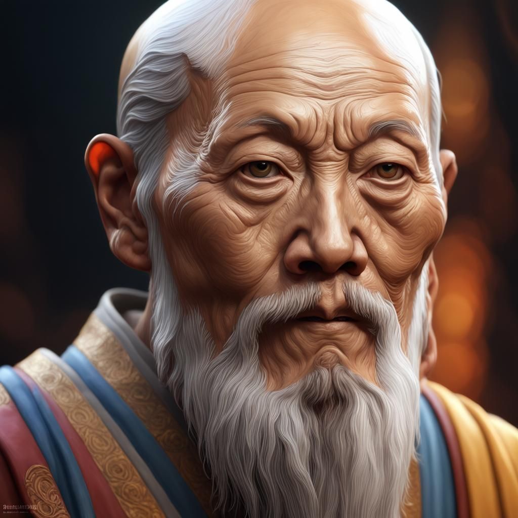 Hyperrealistic Portrait of Lao Tzu in High Detail