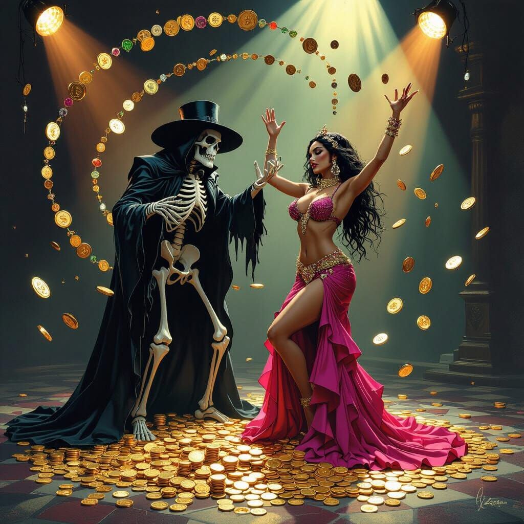 Crypt Keeper Hypnotizes Dancer With Gold and Jewels
