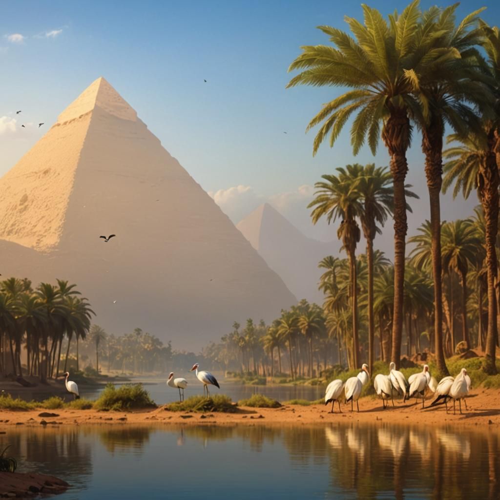 Ibises on the Nile in Ancient Egypt