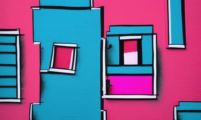Vibrant Abstract Buildings in Photo Realism Style