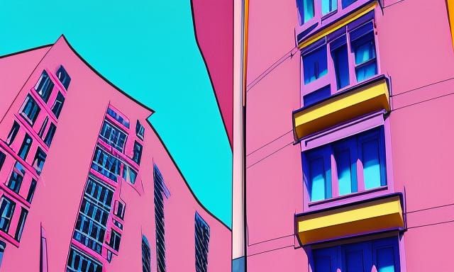 Colorful Abstract Buildings in Photorealistic Style
