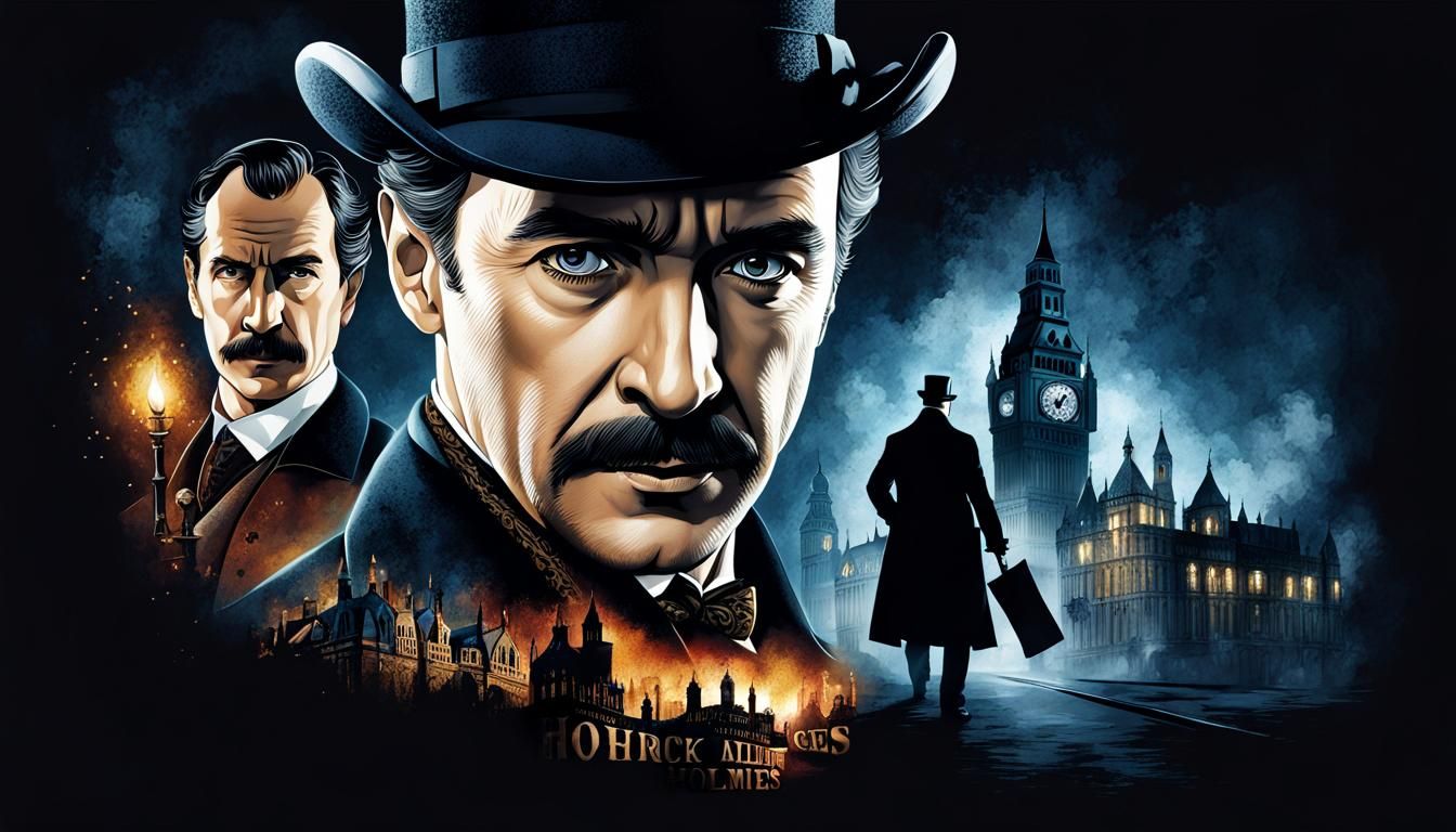 Sherlock Holmes Movie Poster in Watercolour Style