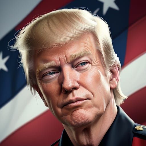 A Photorealistic Portrait of Donald Trump Smiling with Ameri...