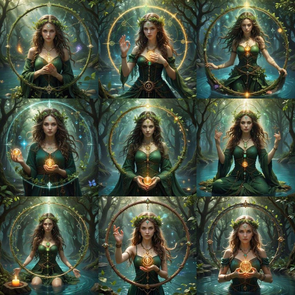 Realistic Image of Harmonious Druidic Witches Connecting to ...