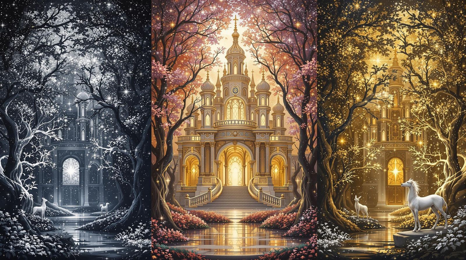 Epic Fantasy Palaces of Silver, Copper, and Gold Amidst a Tw...