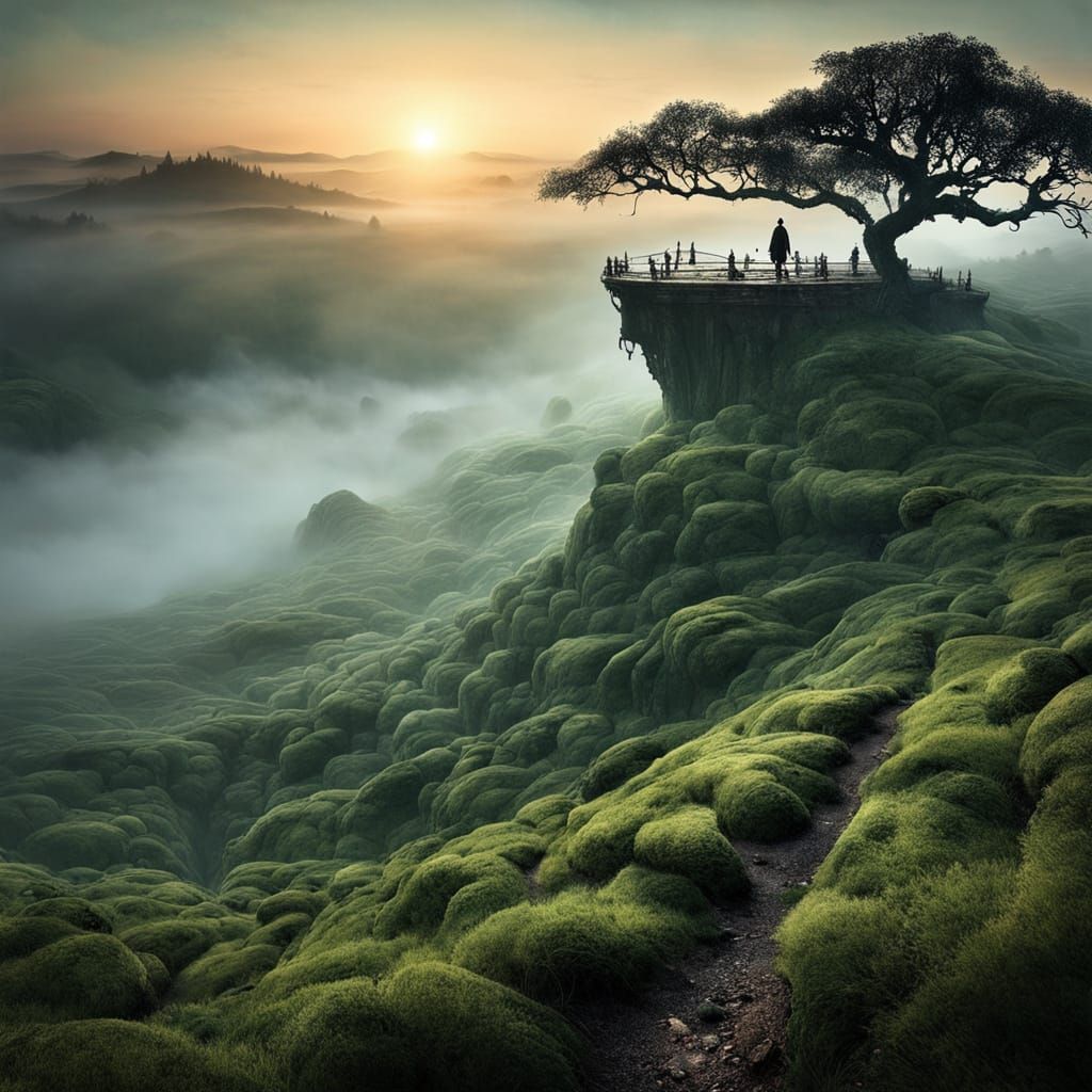 Sunrise Over Misty Valleys in Serene Landscape