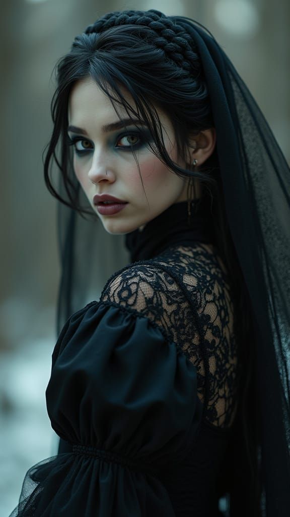 Ethereal Gothic Model in Hyperrealistic Detail