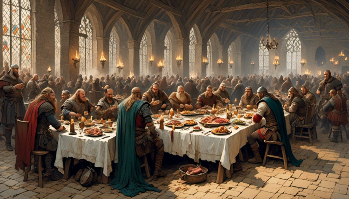 vikings feasting in a great hall