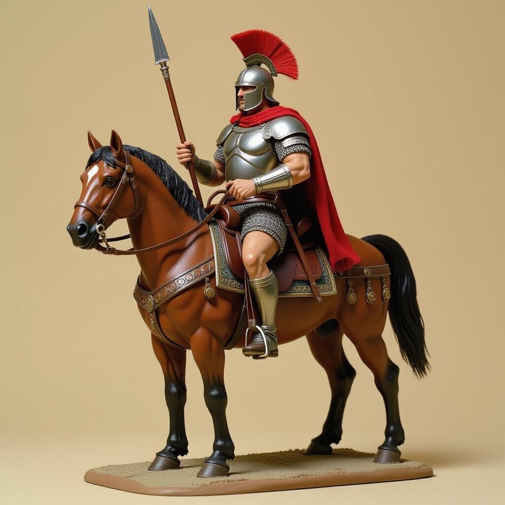 Terracotta Warrior on Horseback in Claymation Style