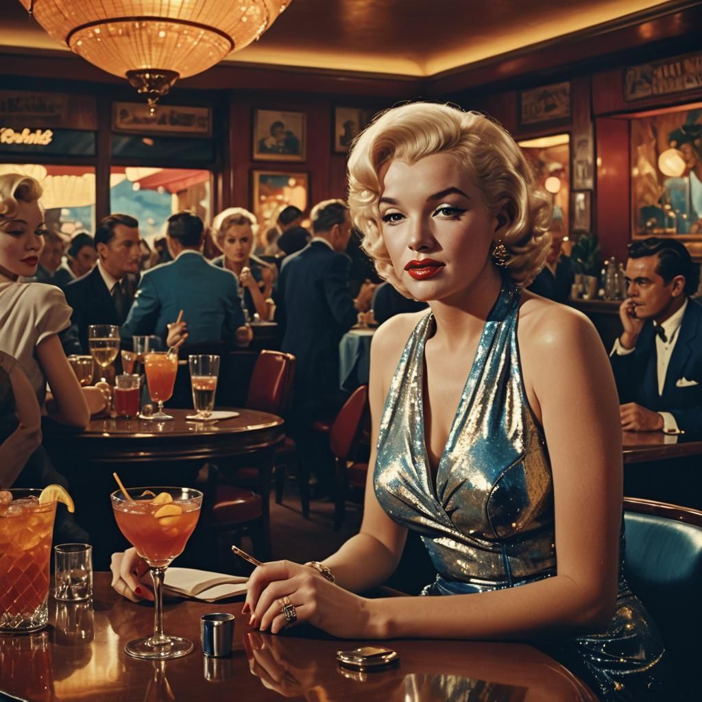 Marilyn Monroe in Rick's Café: Syd Mead Style