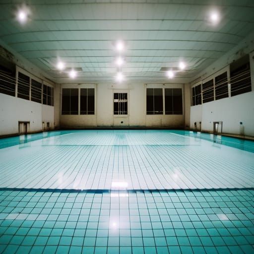 Abandoned Indoor Pool in White Void