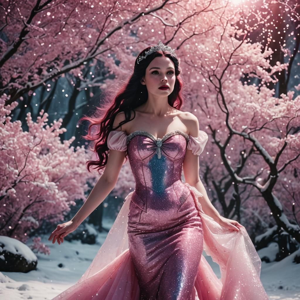 Snow White Space Mermaid with Pink Sparkles