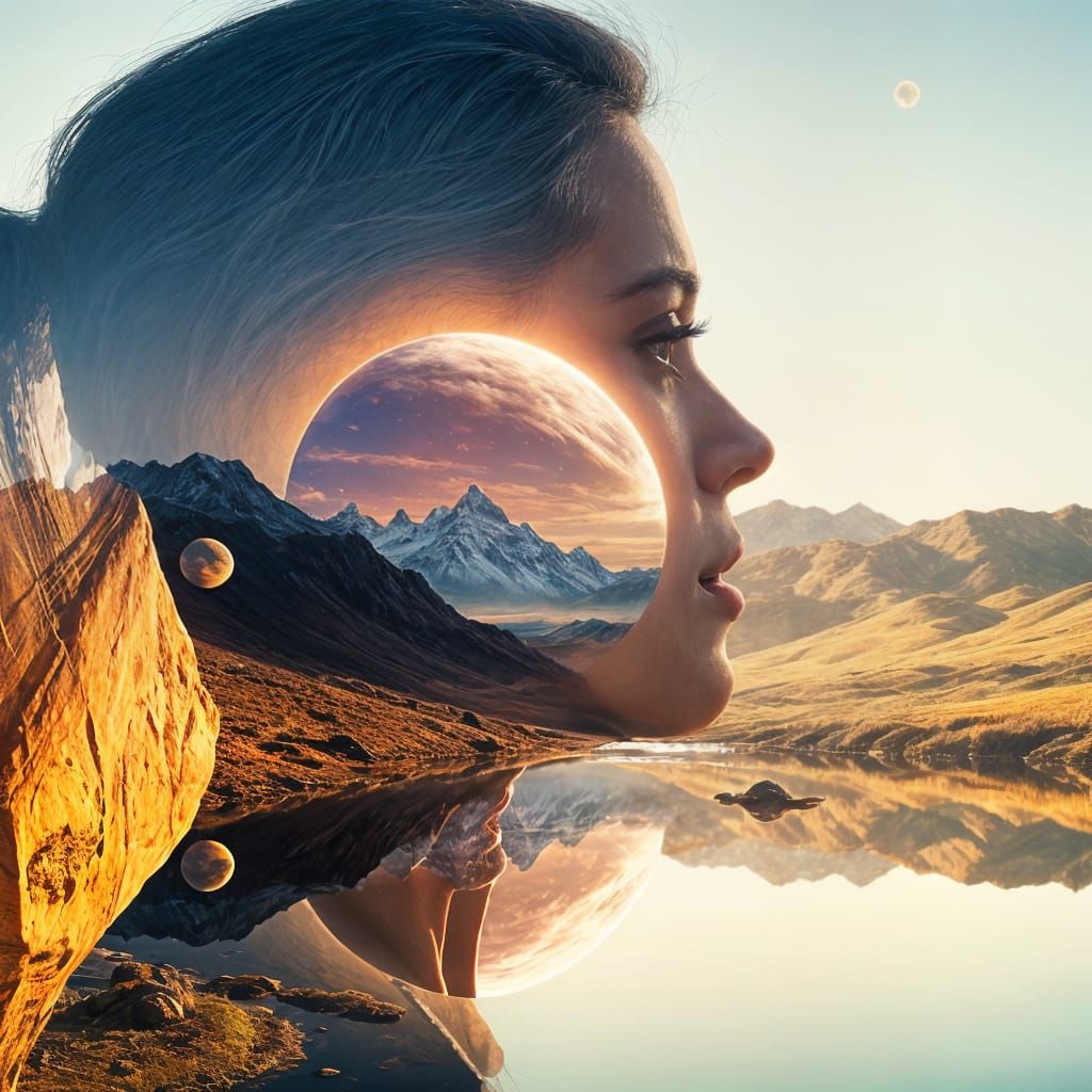 Double Exposure Portrait on Alien Planet