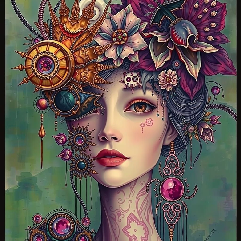 Enchanting Piano Pixie in Vibrant Abstract Art