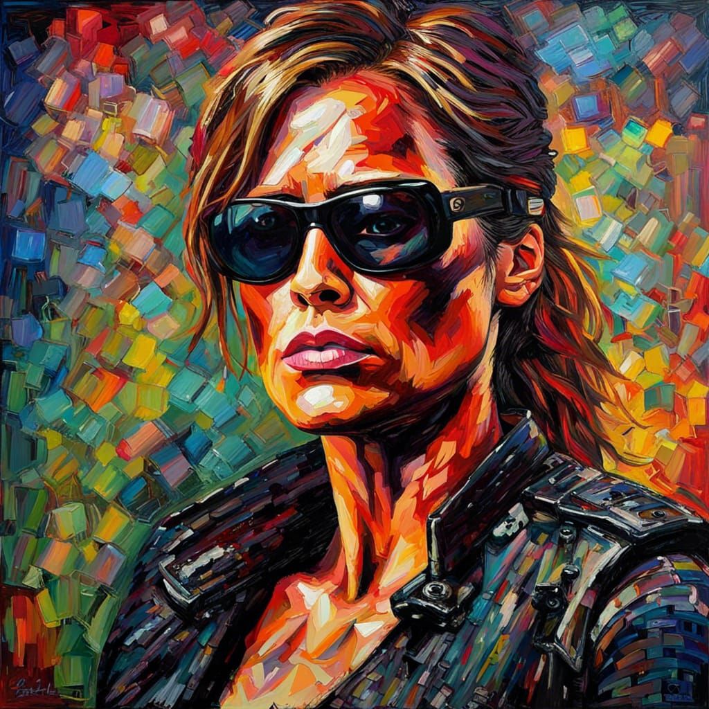 Sarah Connor in Expressionist Impasto Painting